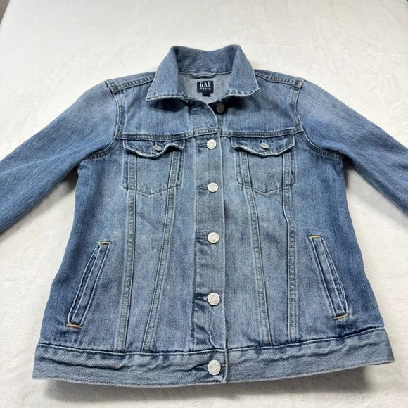 Gap Denim Jacket Womens XS Blue Excellent Medium Wash Trucker Jean Jacket - Picture 2 of 10